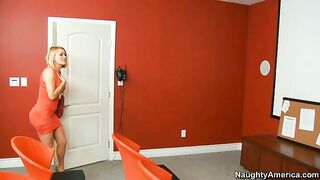 Gorgeous babe Krissy Lynn asks him for an autograph right on her breast