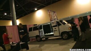 Phoenix Marie receiving facial and showing her tits and ass in the bangbus