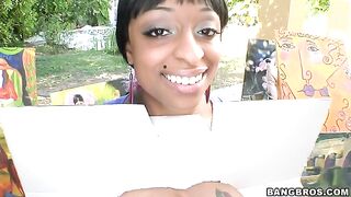 Black woman Carmen Hayes gets her triple E tits worshipped