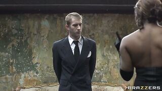 Black slut Jasmine Webb helping him by sucking his hard cock