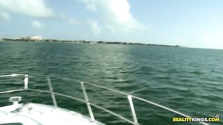 Courtney Cummz showing her sexy curves on the yacht