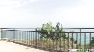 Julia De Lucia flashing tits outdoor