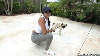 Big ass brunette Diamond Kitty flashes her booty in public