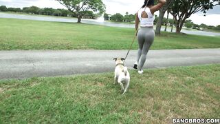 Big ass brunette Diamond Kitty flashes her booty in public