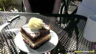 Audrey Grace demonstrates her big tits outdoor