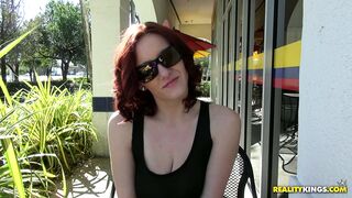 Audrey Grace demonstrates her big tits outdoor