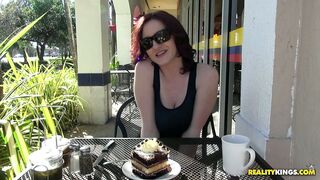 Audrey Grace demonstrates her big tits outdoor