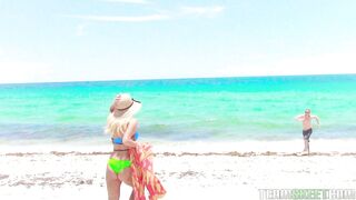 Oiled up blonde Chanel Collins Posing on the beach naked