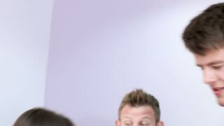 Blindfolded teen Kasey Warner tastes her first cock with a blowjo