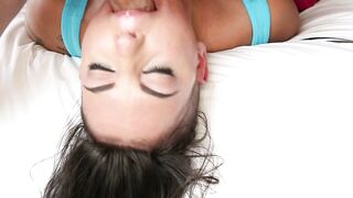 Brunette schoolgirl Rachael Madori gets her throat fucked