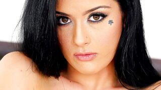 Tattooed brunette Katrina Jade exposes her incredible natural tits