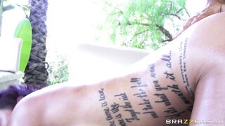 Kinky Karmen Karma ass fucked outside while masturbating