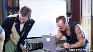 Ripe blonde Rebecca More dominates a gang of troublemakers