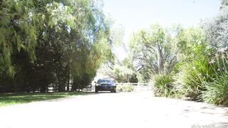 Busty 19 yo Ashley Adams gagged and bound for backseat fun