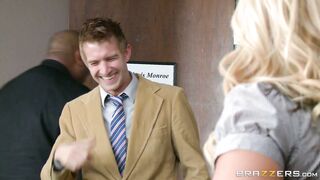 Hot blonde boss Alexis Monroe gets her toes sucked in the office