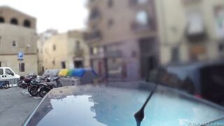 Redhead teen Lilly Presley gives a quick boner polishing in public