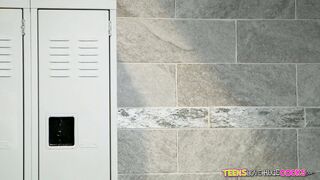 Kymberlee Anne and Kharlie Stone get found by Jmac in locker room