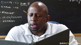 Buffed black teacher sucked off by Tia Cyrus while teaching