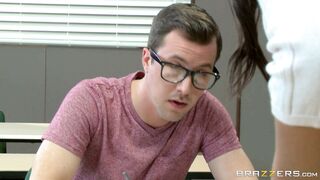 Teacher Bianca Breeze does anatomy with live specimen Charlotte O'Ryan