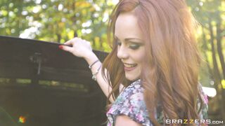 Redhead Ella Hughes gets road side assistance and a finger fucking