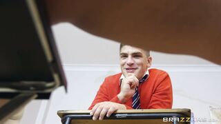 Sexy schoolgirl Mea Melone gets her pussy played with in class