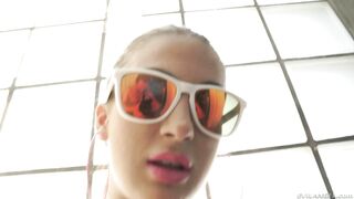 Gorgeous young porn star Susy Gala teasing in a bodysuit