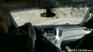 Hitchhiking blonde Kissa Sins picked up by cops on the highway