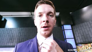 Busty tease Kendall Karson drives her news station colleague wild