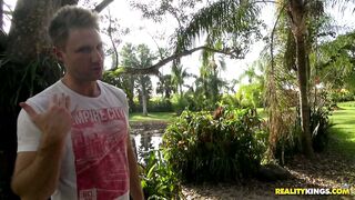 Brunette babe Stephani Moretti teases Levi in her bikini