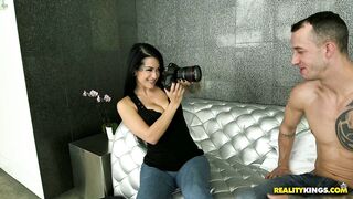 Katrina Jade uses her old camera to strip a tattooed stud