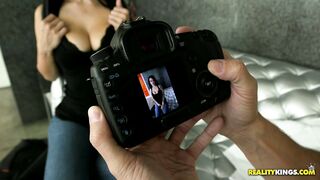 Katrina Jade uses her old camera to strip a tattooed stud