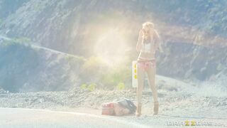 Hitchhiking blonde Chloe Amour finds a horny stranger to ride with