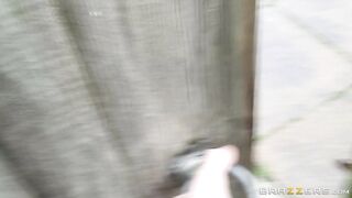 Big tits Aletta Ocean gives a voyeur something for his spank bank