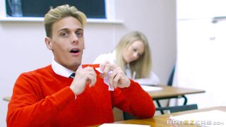 Spanish schoolgirl Nekane sucks dick under a classroom desk