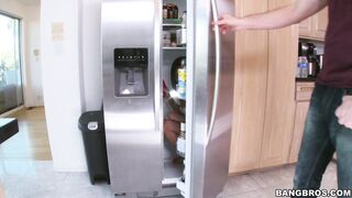 Hot teen babe Amara Romani cools down in the fridge