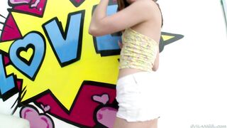 Small tits tart Kasey Warner shows her hairy pussy and hot ass