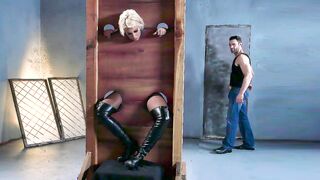 Big tits barbie Bridgette B finger fucked in a pillor