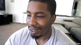 Yoga blonde Layla Pryce seduces black guy with her tight leggings