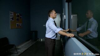 Cassidy Banks and Kenzie Taylor lined up topless in police station
