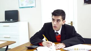 Big boobs blonde mom Michelle Thorne seducing her teen student