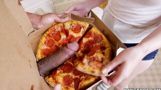 Black pizza boy delivers his dick to tiny white teen Joseline Kelly