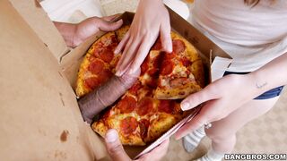 Black pizza boy delivers his dick to tiny white teen Joseline Kelly