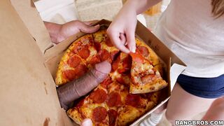 Black pizza boy delivers his dick to tiny white teen Joseline Kelly