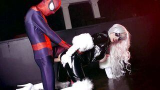 Blonde minx Mila Milan fucked doggy style by horny spiderman