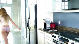 Freckled blonde babe Skyla Novea teasing bf's friend in panties