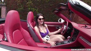 Busty Italian babe Valentina Nappi teases and poses in sports car