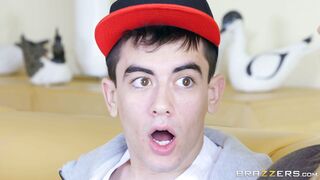 Stepson gets sucked off by his big tits blonde mom Rebecca More