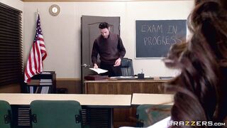 Hot schoolgirl August Taylor passes the test with her big tits