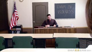 Hot schoolgirl August Taylor passes the test with her big tits