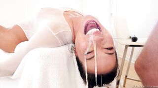 Asian gal Kalina Ryu drools on a big dick in this face fucking session